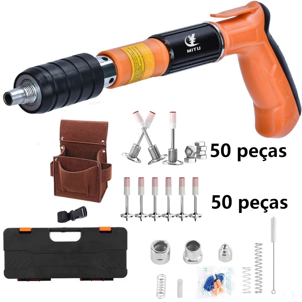 MITU Pistola de Fixação Finca Pino Kit Pistola De Fixação De Ação Direta Finca Pinos +20 Pinos
