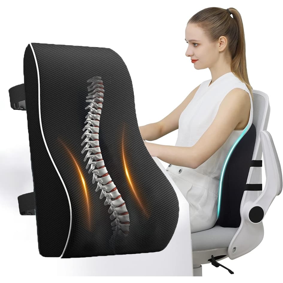 Black Almofada Ergonômica de Apoio Lombar Para Cadeiras de Escritório, Carros
