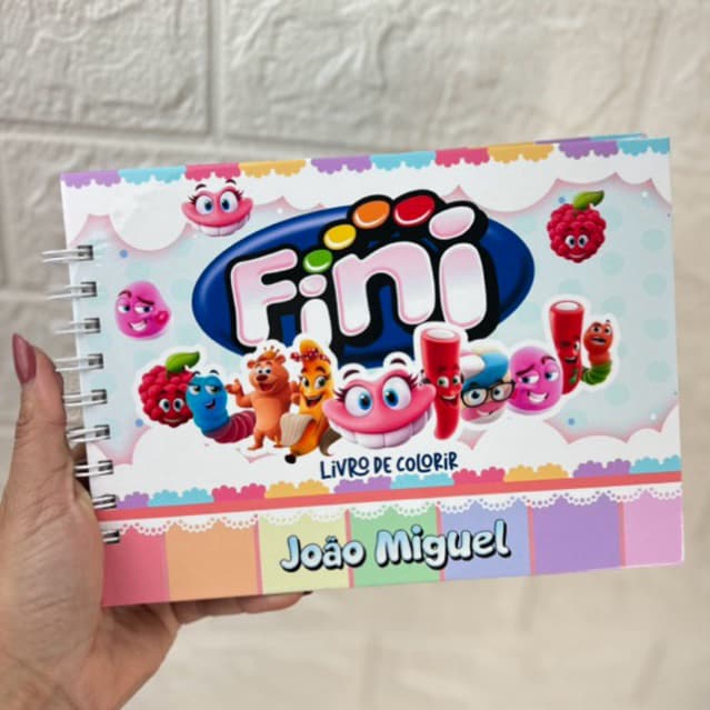Livro de Colorir Bala Fini Capa Dura Personalizada com Nome 50 Desenhos 180g Artesanal Envio Imediato