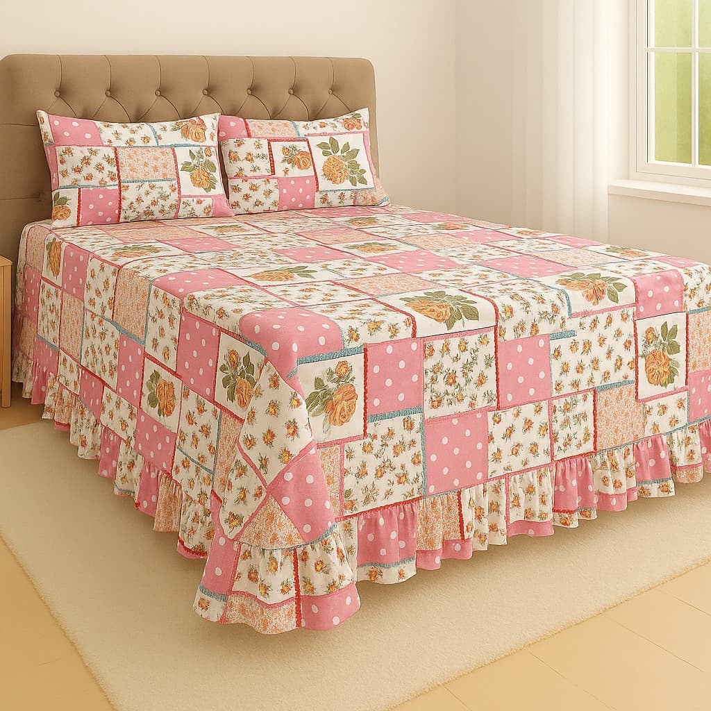 Colcha Cobre Leito Helena 3 Peças 400 Fios Toque Macio - Solteiro, Casal e Queen - CASA MOURA DÉCOR