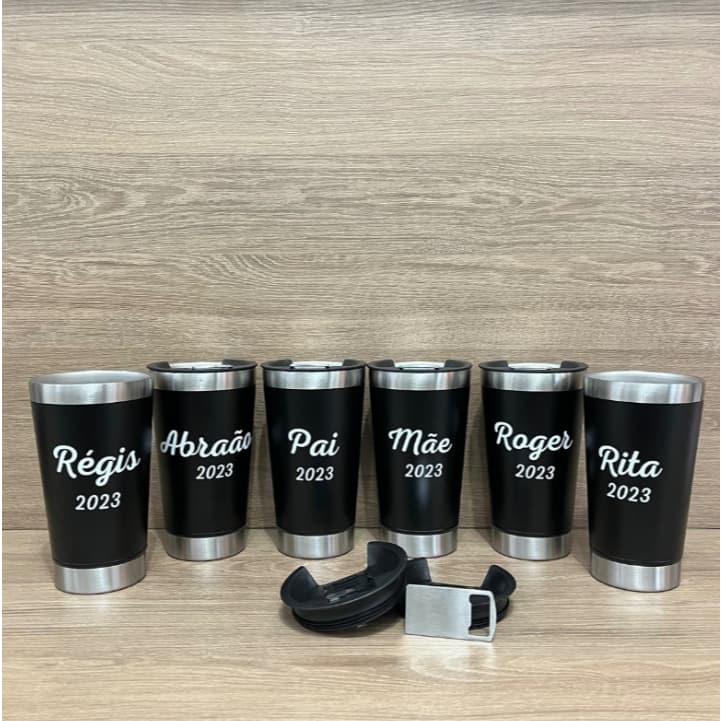 KIT 10 UNIDADES COPO TERMICO PERSONALIZADO GRAVADO A LASER TIMES NOMES EMPRESAS