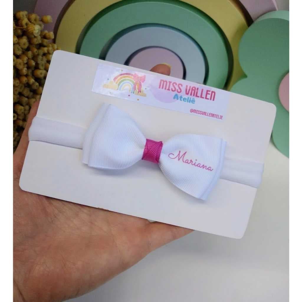 Faixinha de bebê com nome / tiara bebê com nome / faixinha RN com nome / laço personalizado