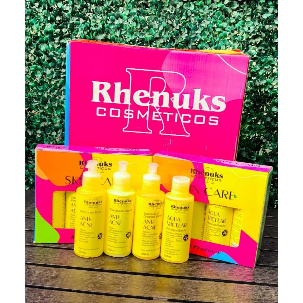 Kit Skin Care Anti-Acne - 4 produtos - Sabonete facial - Esfoliante - Hidratante - Água micelar