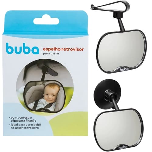 Espelho Retrovisor Buba Carro Segurança Visão 360 Bebe Viagem Monitoramento Traseiro Bebê Cadeirinha