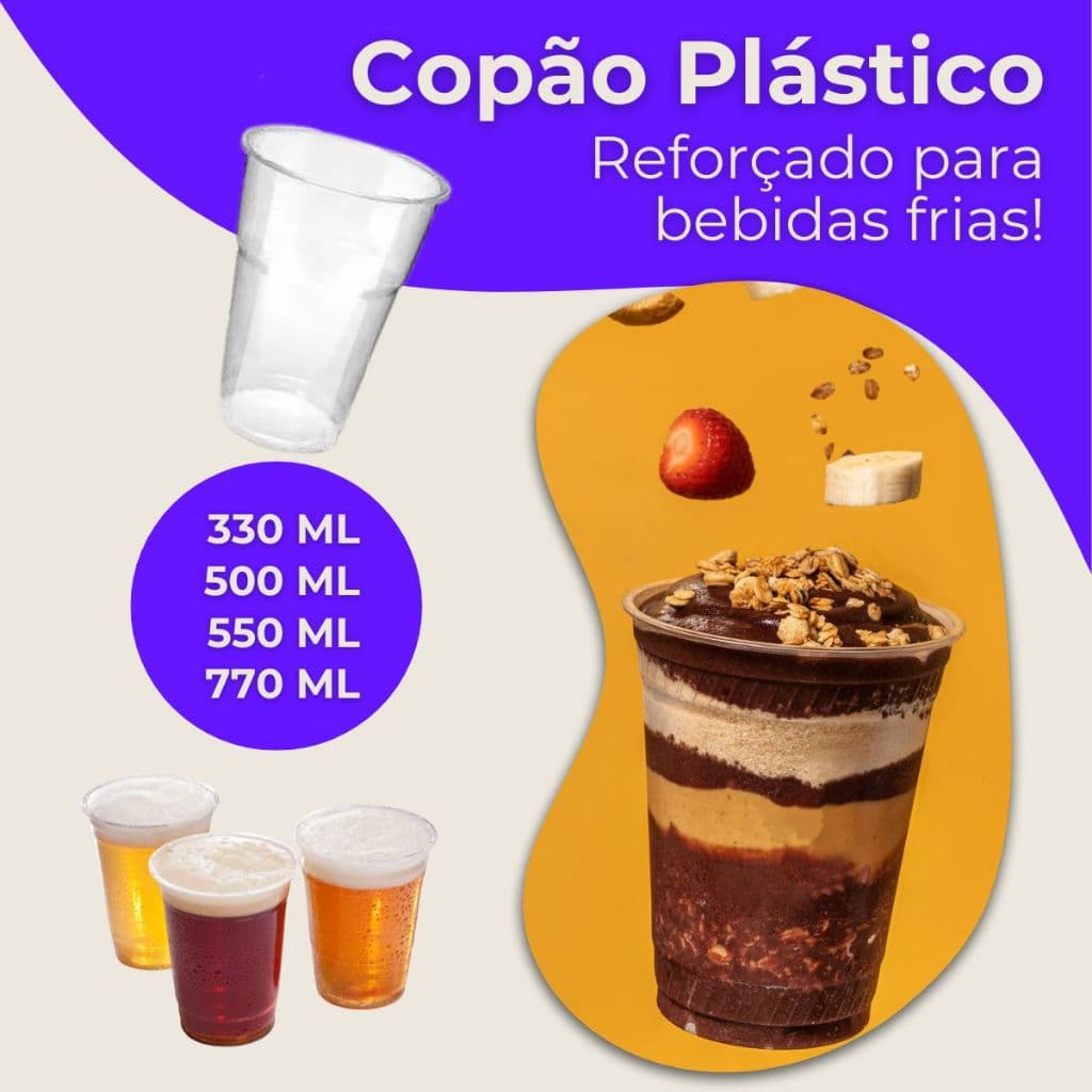 Copo Descartável 330/550/770ml Chopp Pp Liso C/ 100 Unidades