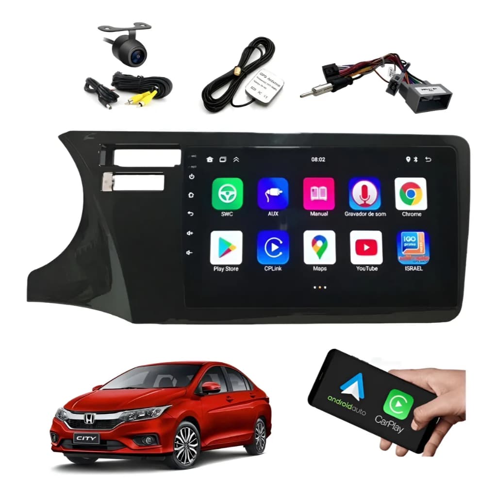 Central Multimídia Honda City Android 2015/2016/2017/2018/21 9 Polegadas