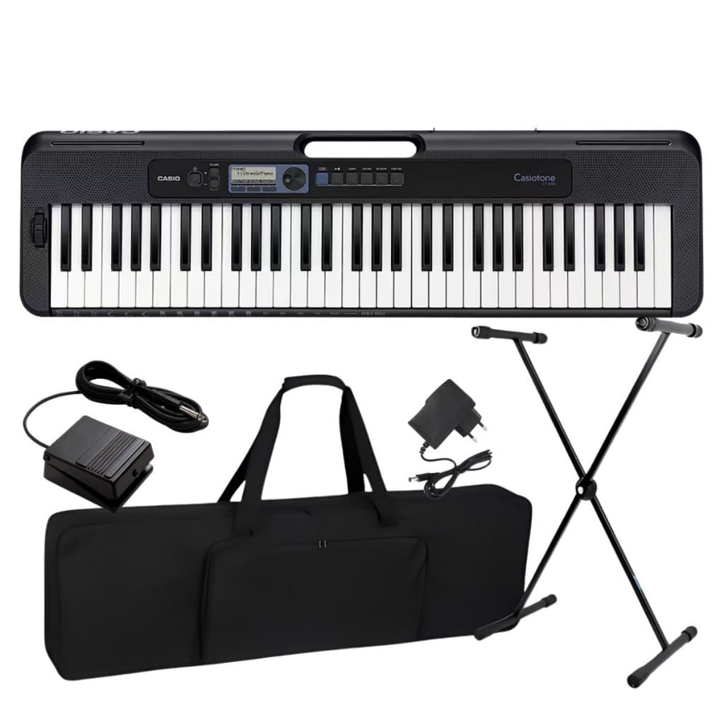 Kit Teclado Musical Casio CT-S300C2 Teclas Sensitivas + Capa Suporte Pedal
