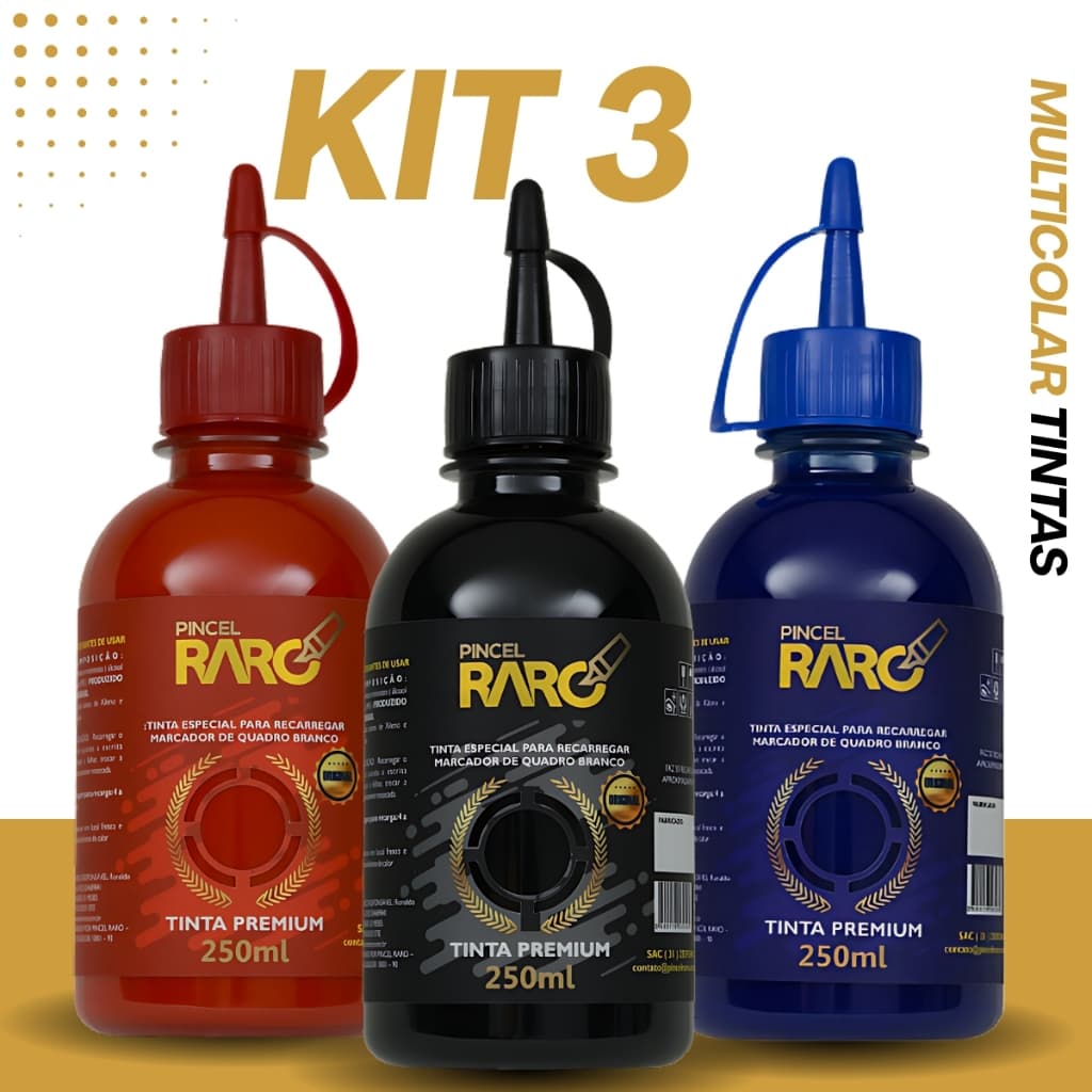 Kit 3 Tintas Pincel Quadro Branco 250 Ml