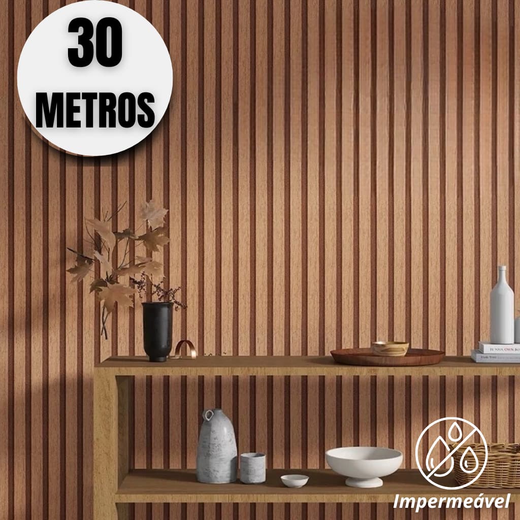 Papel Adesivo Parede Ripado 5m 10m 20m 30 Metros Fácil Aplicar Reforma Sem Sujeira Sala  Quarto