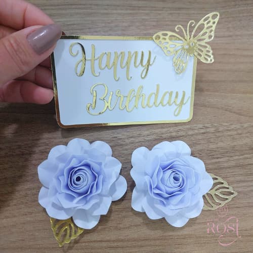 kit de topo de bolo Happy Birthday com flores /ENVIO IMEDIATO