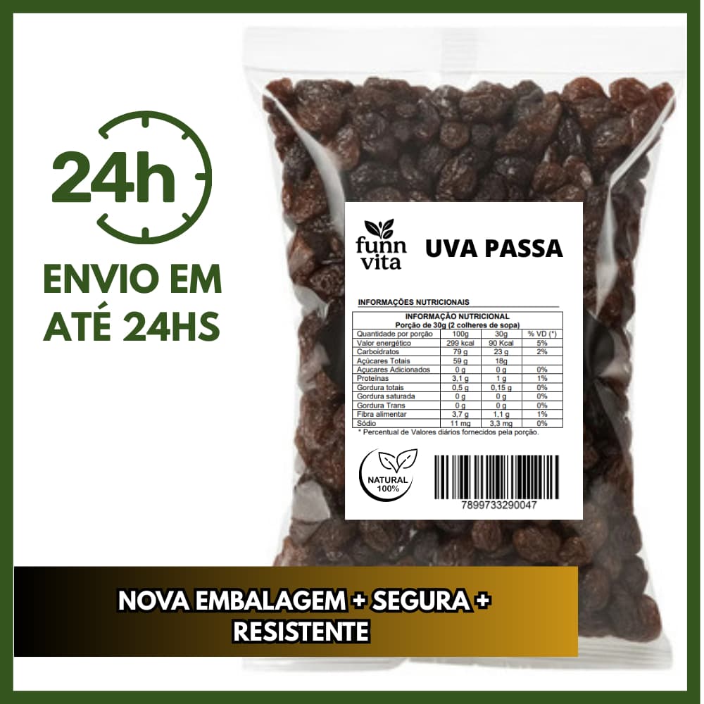 Uva Passa Importada Premium Sem Semente Docinha Funn Vita Novo Lote