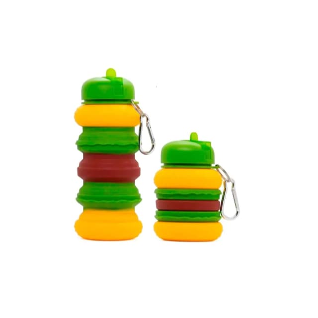 Garrafa De Água De Silicone 500ml Dobrável Em Formato De Hambúrguer
