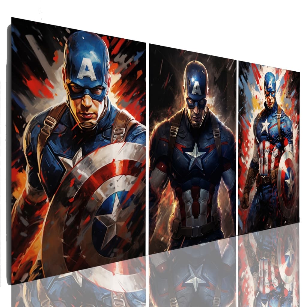 Quadro Decorativo Capitao America Mosaico Sala Grande 120 X 60 Cm