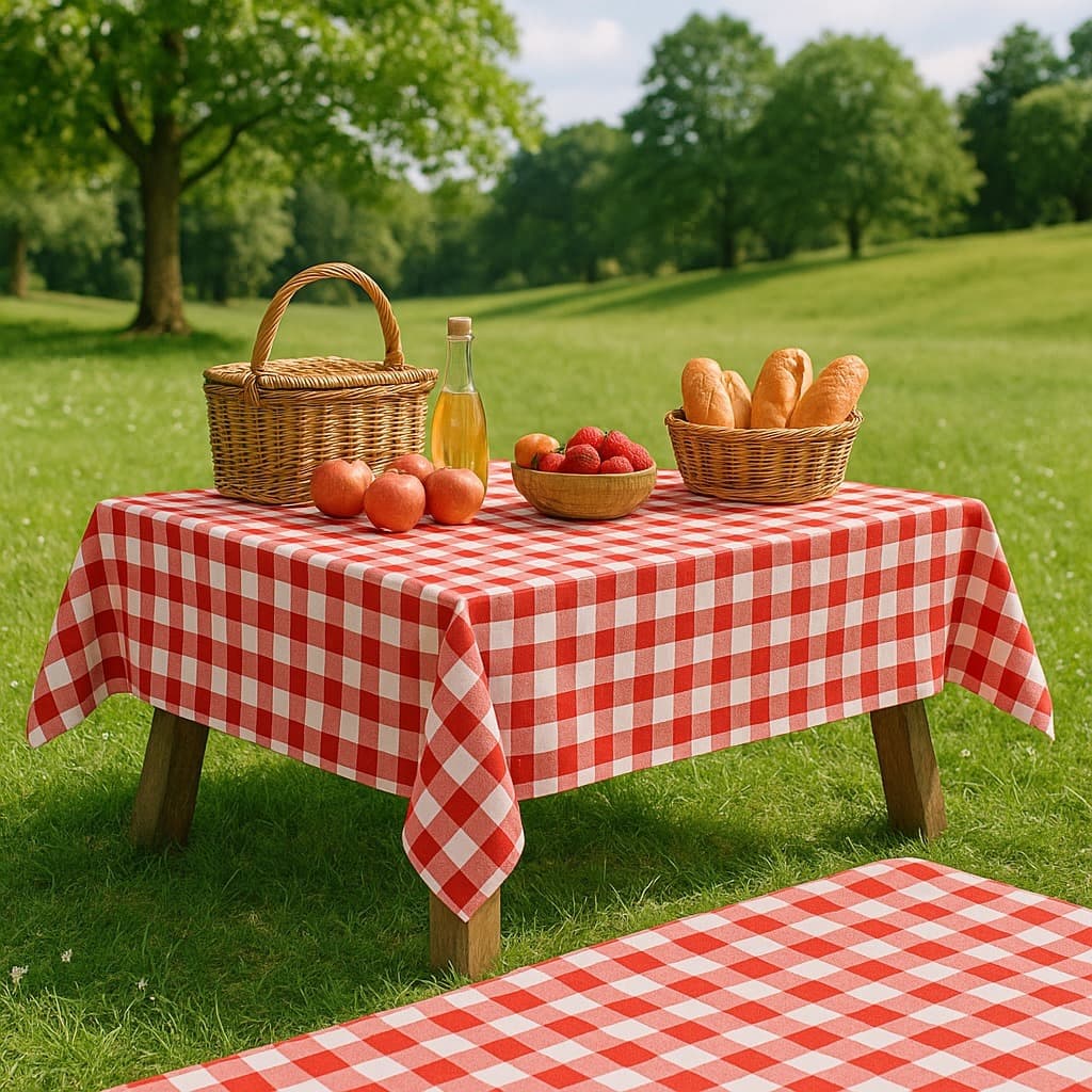 Toalha de Mesa Quadrada Xadrez COZINHA CAMPING Churrasco Pic Nic  Plástico Térmica e impermeável,