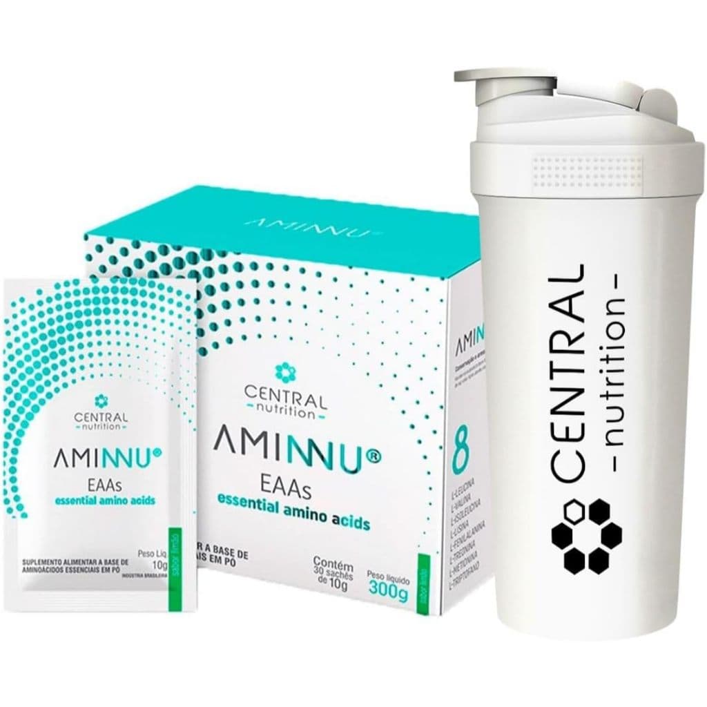 Aminnu - Aminoácidos - Sabor Limão - 30 sachês de 10g - Central Nutrition + Coqueteleira Exclusiva