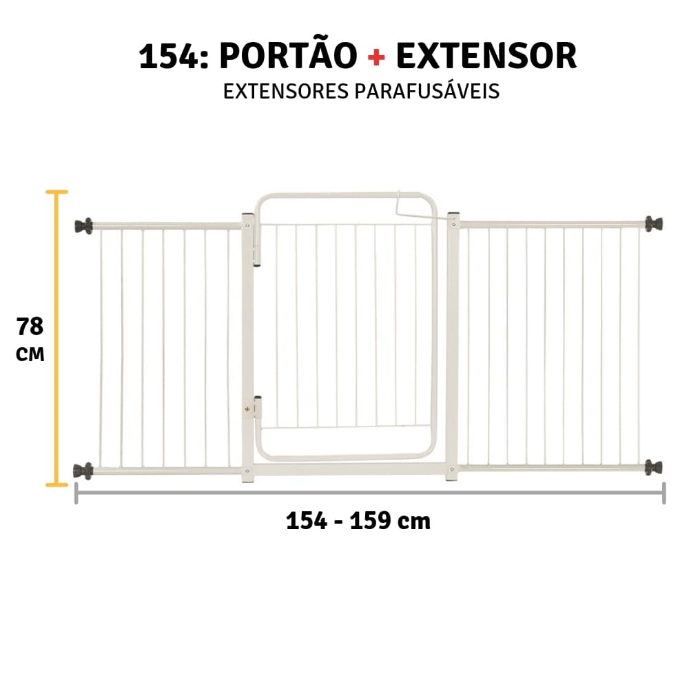 Grade De Porta Portão Pressão Pet Cães Criança 154 A 159 Cm