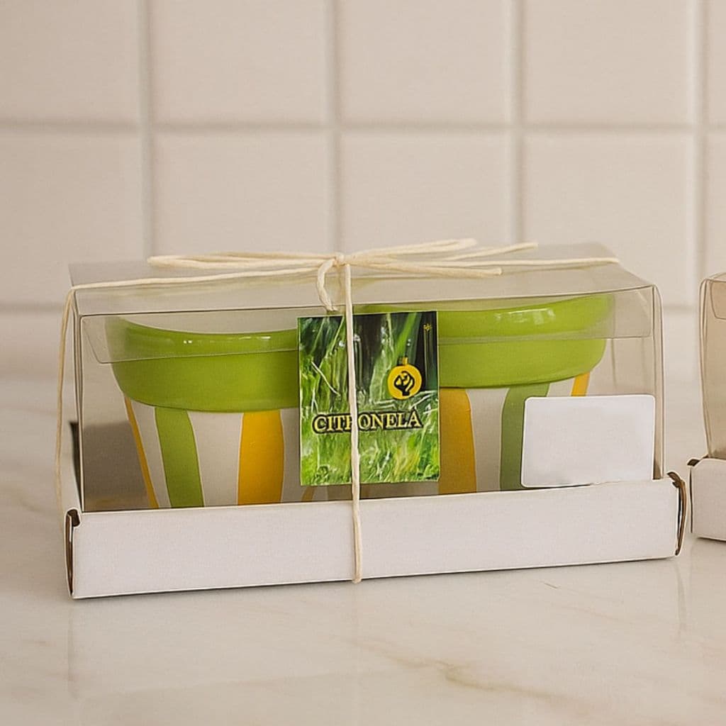Vela Aromática Citronela Repelente Vaso Verde Decorativo