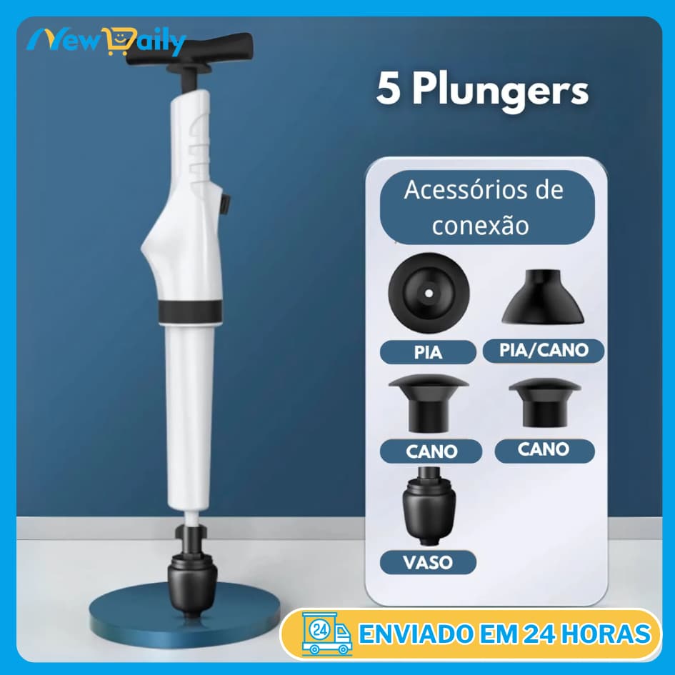 Desentupidor Ar Bomba De Alta Pressão Vaso Pistola Pia Cano Sanitário Blaster Dreno BN-136-BC