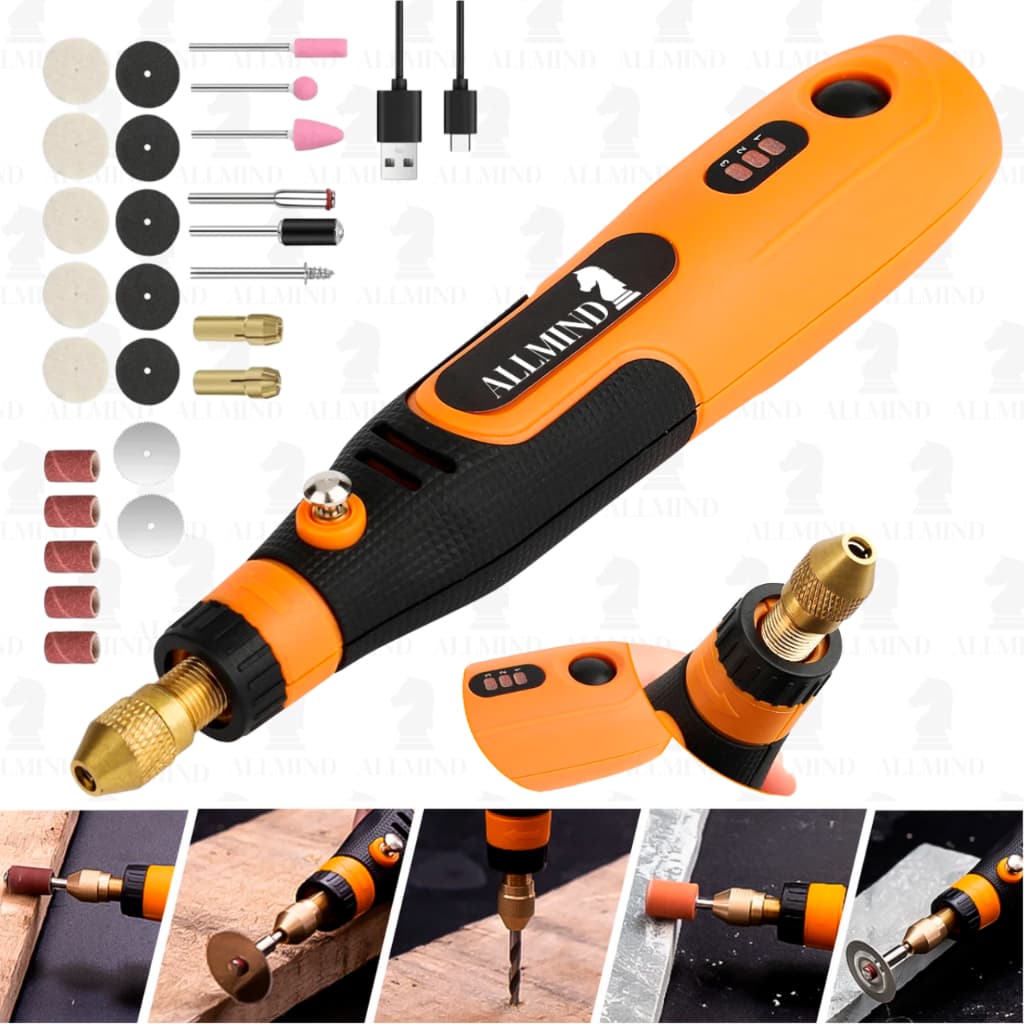 Mini Retifica Profissional Eletrica Recarregavel 15000rpm Com Maleta E Ferramentas
