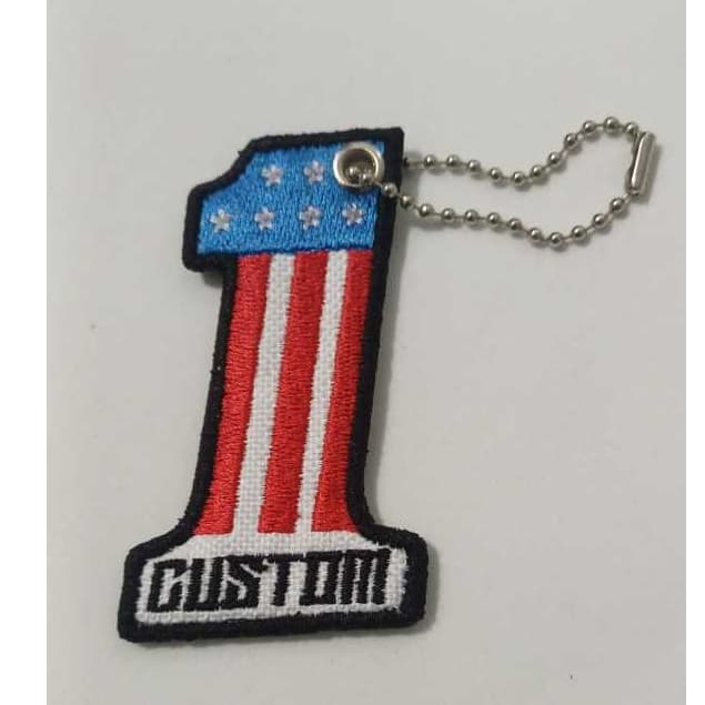 Chaveiro Nº1 custom Bordado, com corrente bolinha