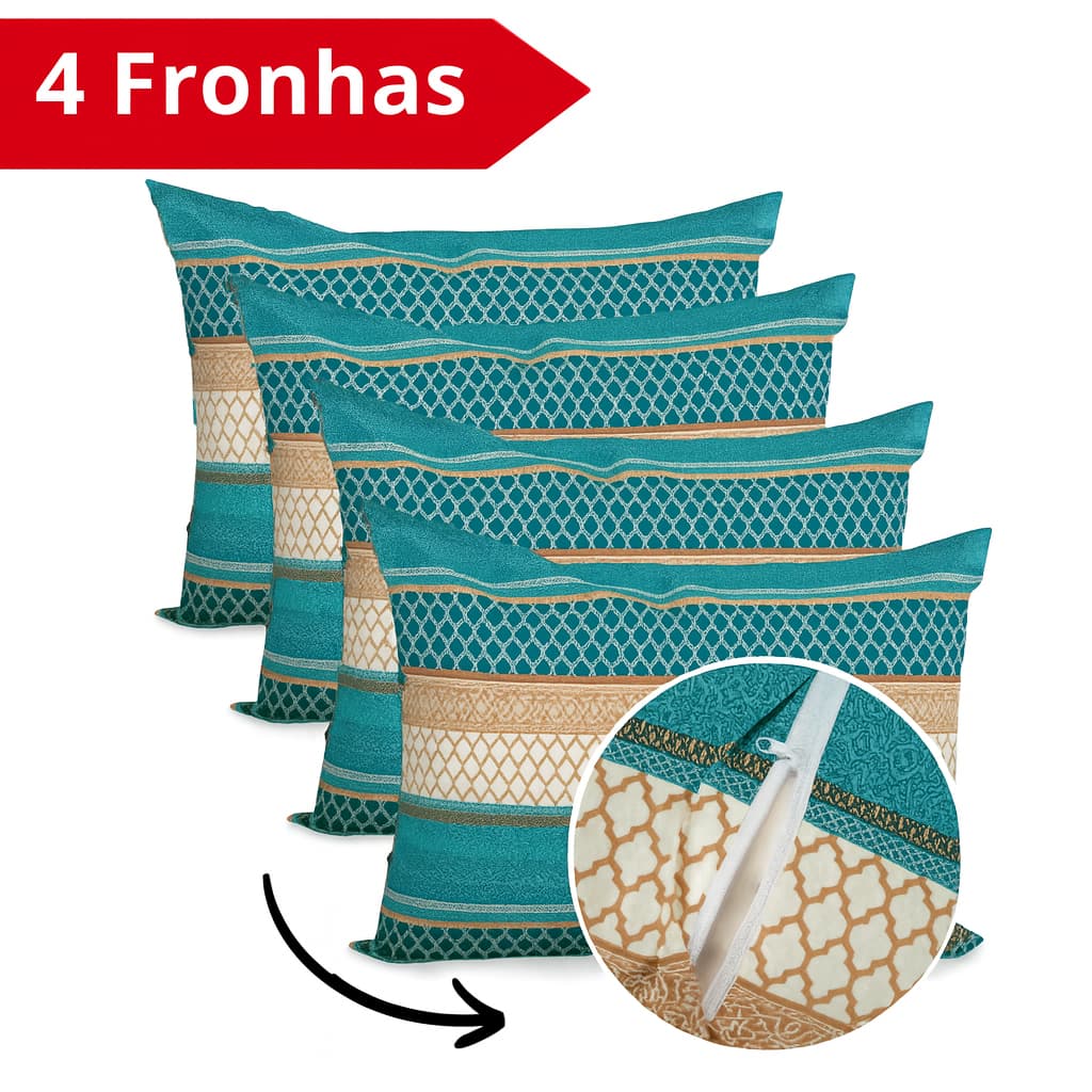 Kit 4 Fronhas Para Travesseiro Percal 70x50 Fronhas Avulsas Estampadas Algodão Com Zíper Cozzilar