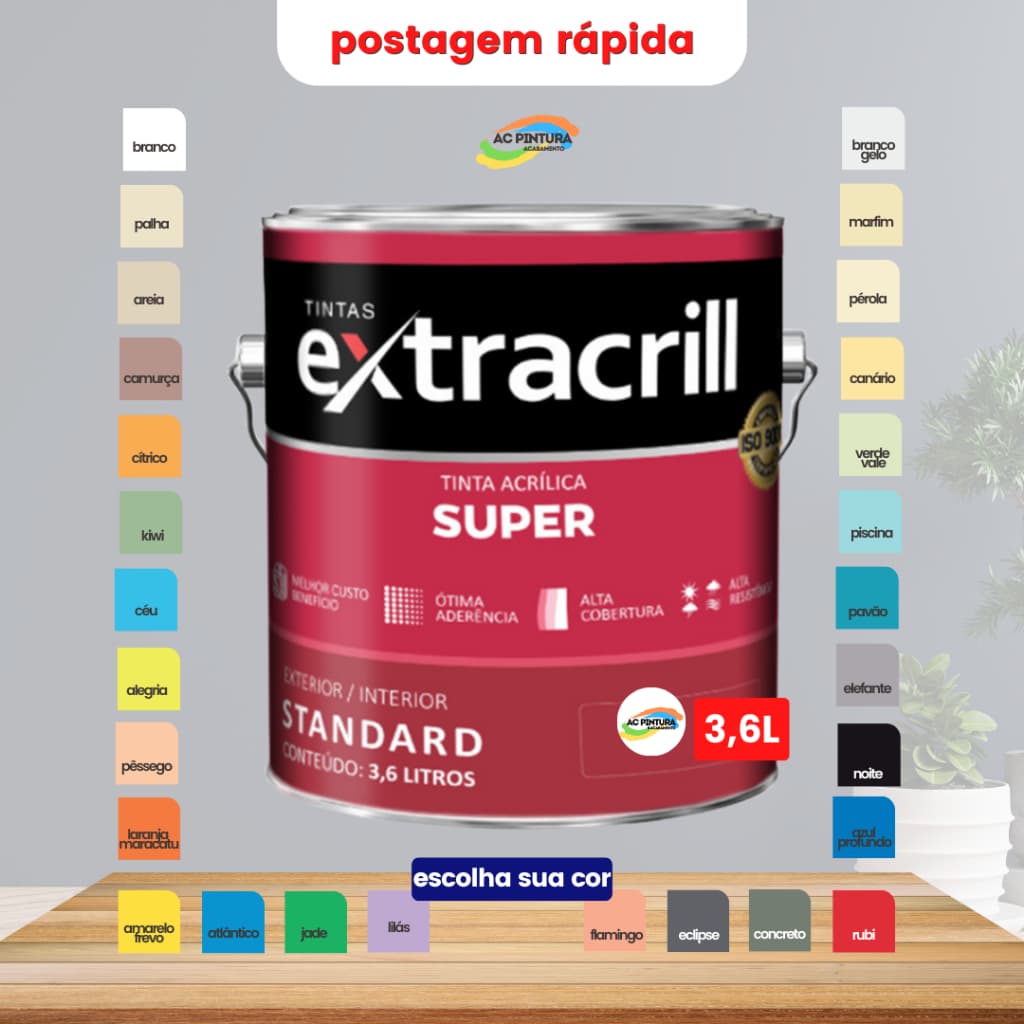 Tinta Externa/Interna Extracrill Super 3,6L Cores