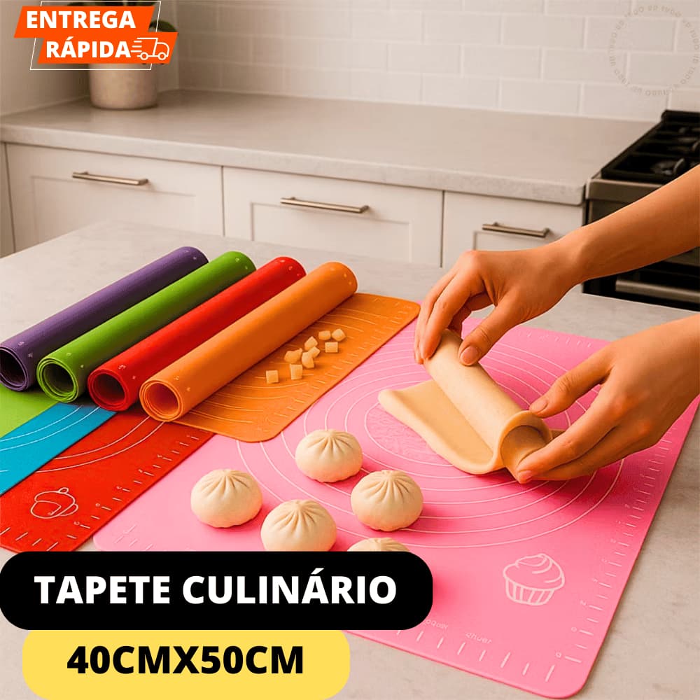 Tapete Culinário Antiaderente Não Gruda 40x50cm De Silicone Para Pães Massas Pizzas