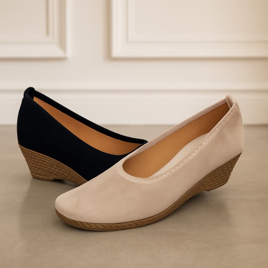 Kit 2 Pares Sapato Feminino Tamanco Anabela Scarpam Salto Sapatilha Fechada Confortável Leve Casual Elegante Moderno