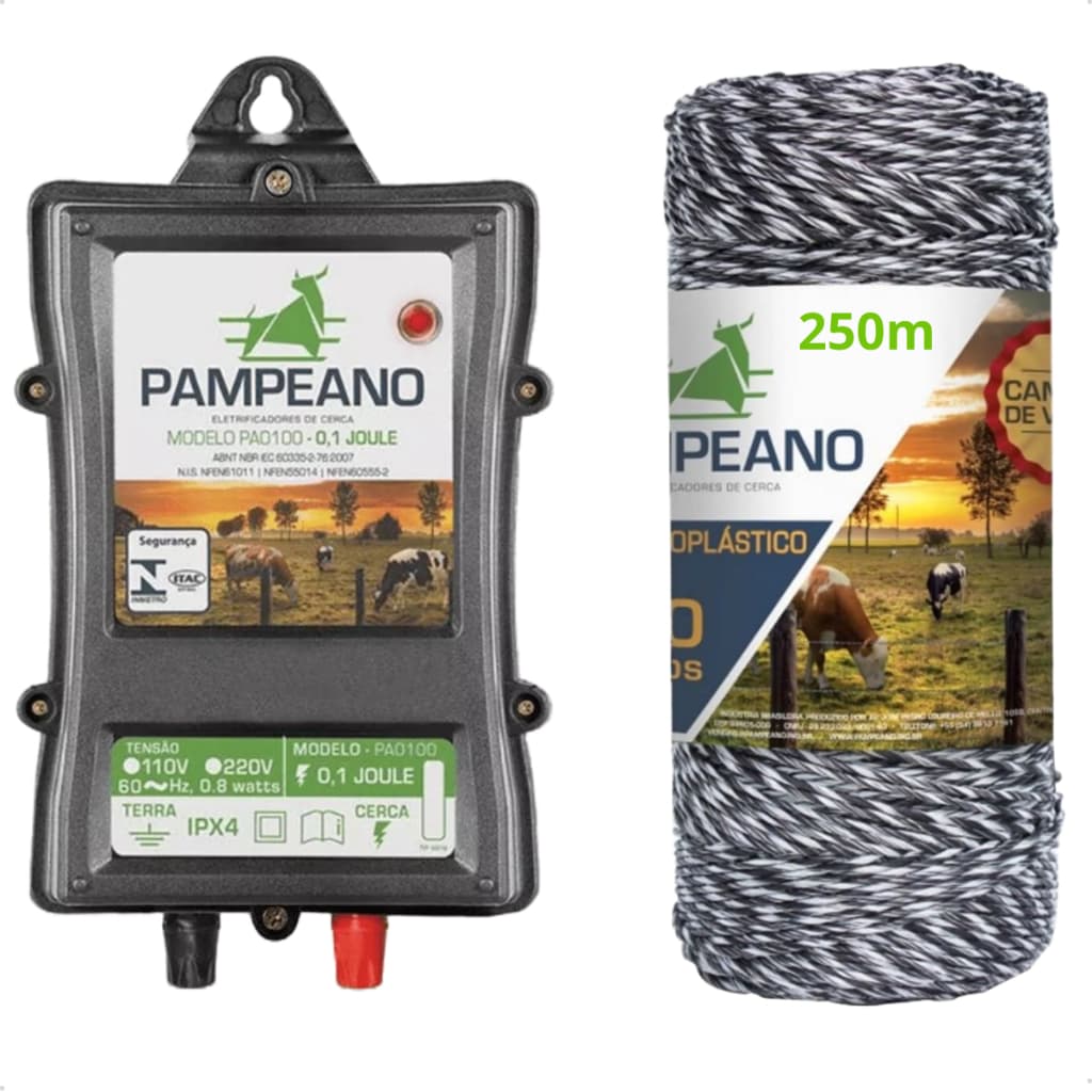 Kit Central Aparelho De Choque Eletrificador De Cerca Elétrica Rural Para Gado ou Pet + Fio 250m
