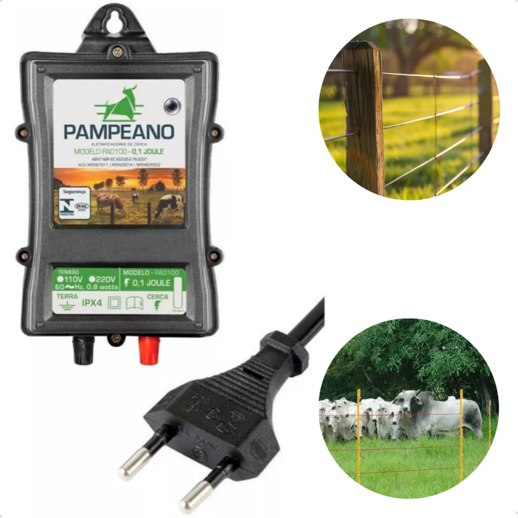 Central Eletrificador Aparelho Choque Cerca Elétrica Rural Residencial Gado Pet 30km 0,1 J Pampeano