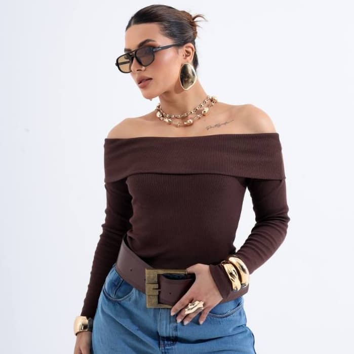 Blusa Tomara que Caia Manga Longa Babado