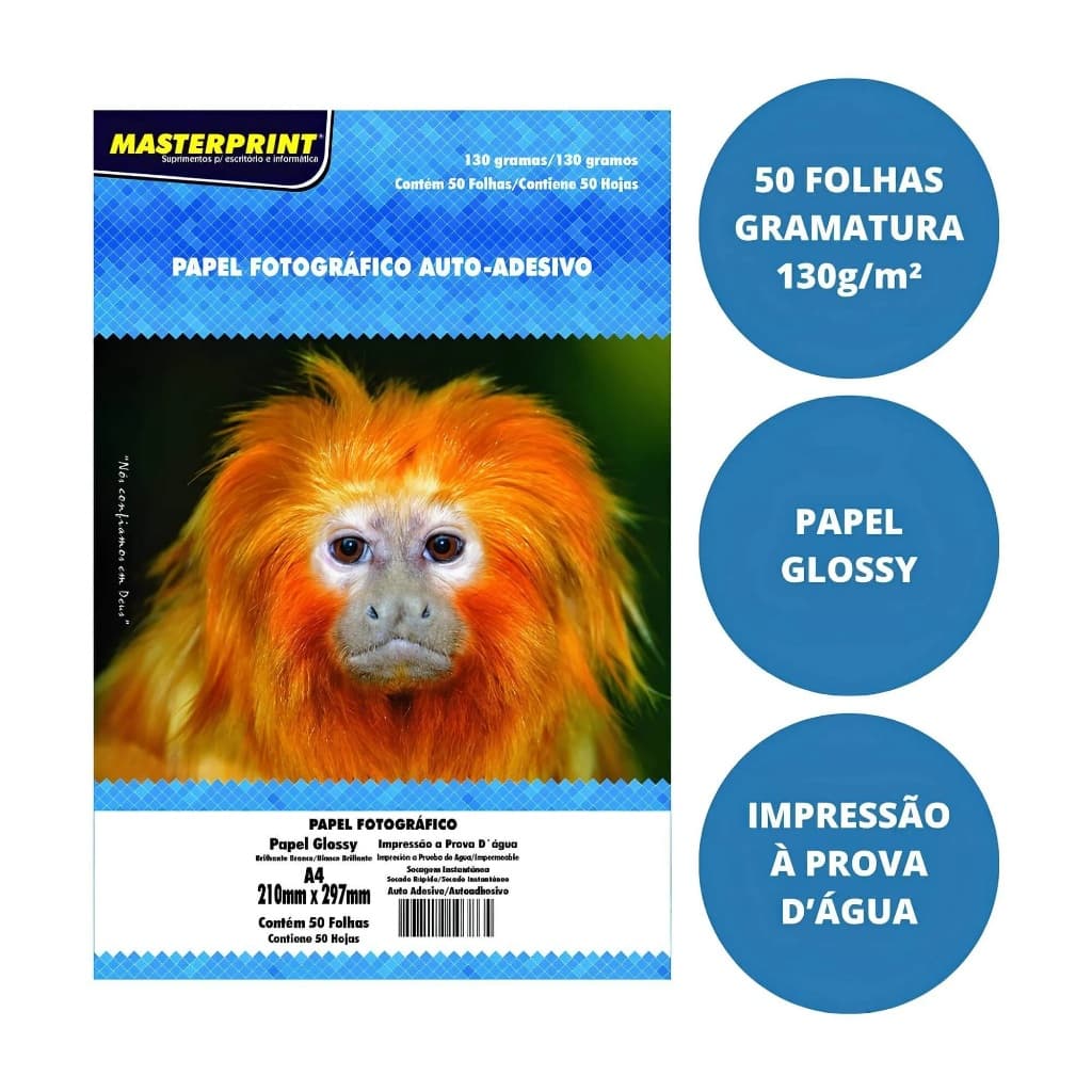 Papel Fotográfico Auto-Adesivo 130g A4 Glossy Brilhante