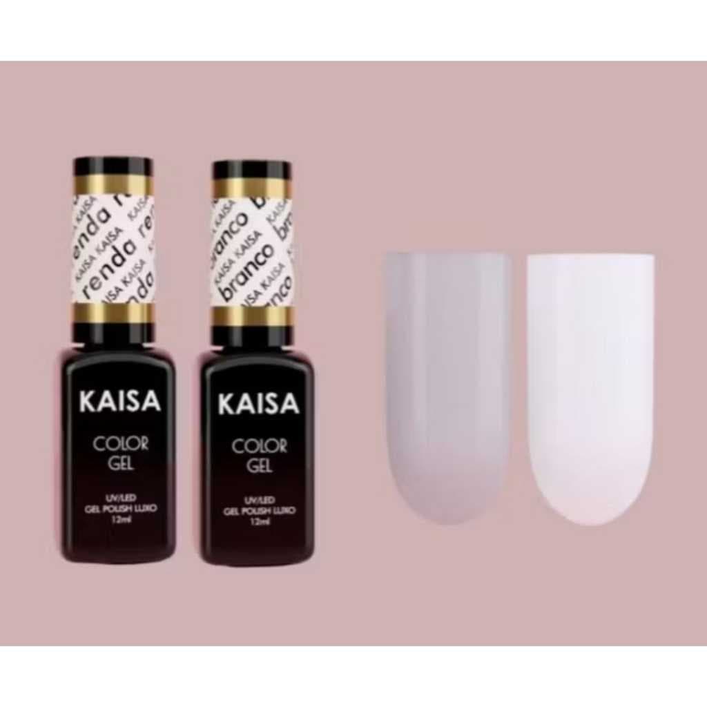 Kit Esmalte Francesinha Kaisa Em Gel Seca Na Cabine Acrigel Cor BRANCO E RENDA