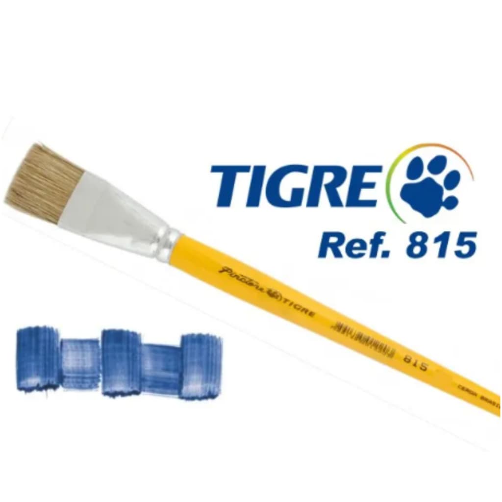Kit 12 Pinceis 815 Cabo Amarelo Cerda Chata Tigre