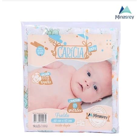 Kit 5 unidades Fralda de Bebê Enchoval Pano 100% algodão Minasrey Menio ou Menina