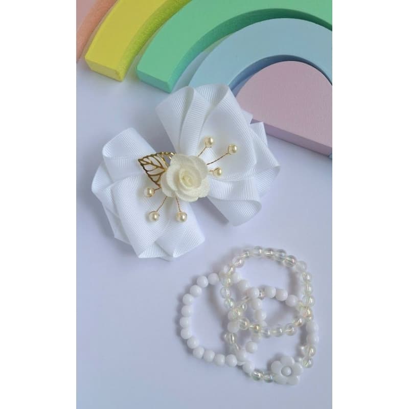 Laço Artesanal Luxo para Batizado com pulseiras - Qualidade Premium".