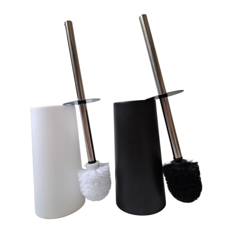 Escova Sanitária Com Suporte Plástico Limpeza de Vaso Banheiro Cabo e Tampa Aço inox