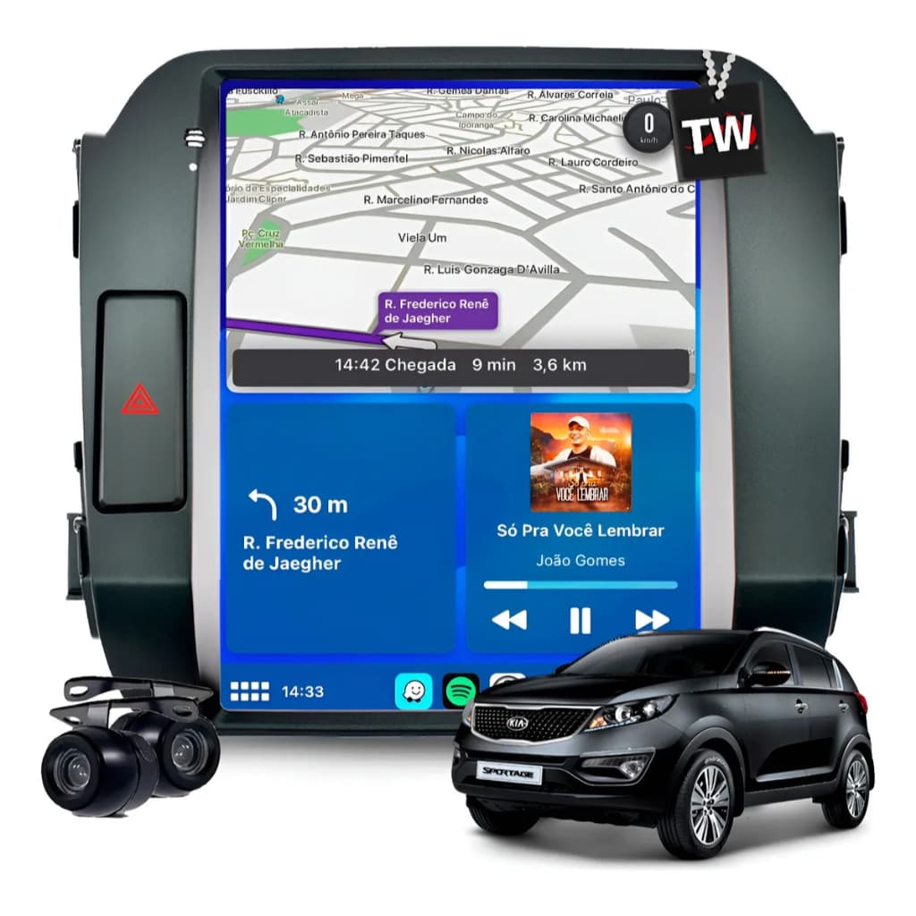 Central Multimidia Kia Sportage Tesla 2011 Ate 2016 Android Carplay Wi-fi