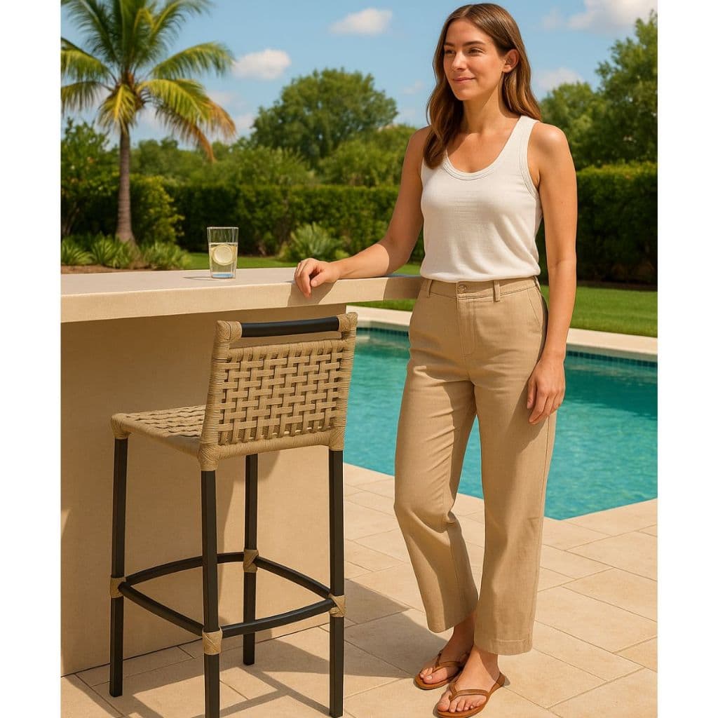 Banqueta Alta 75 cm Mônaco Piscina Varanda e Espaços Gourmet Corda Náutica Resistência ao Tempo