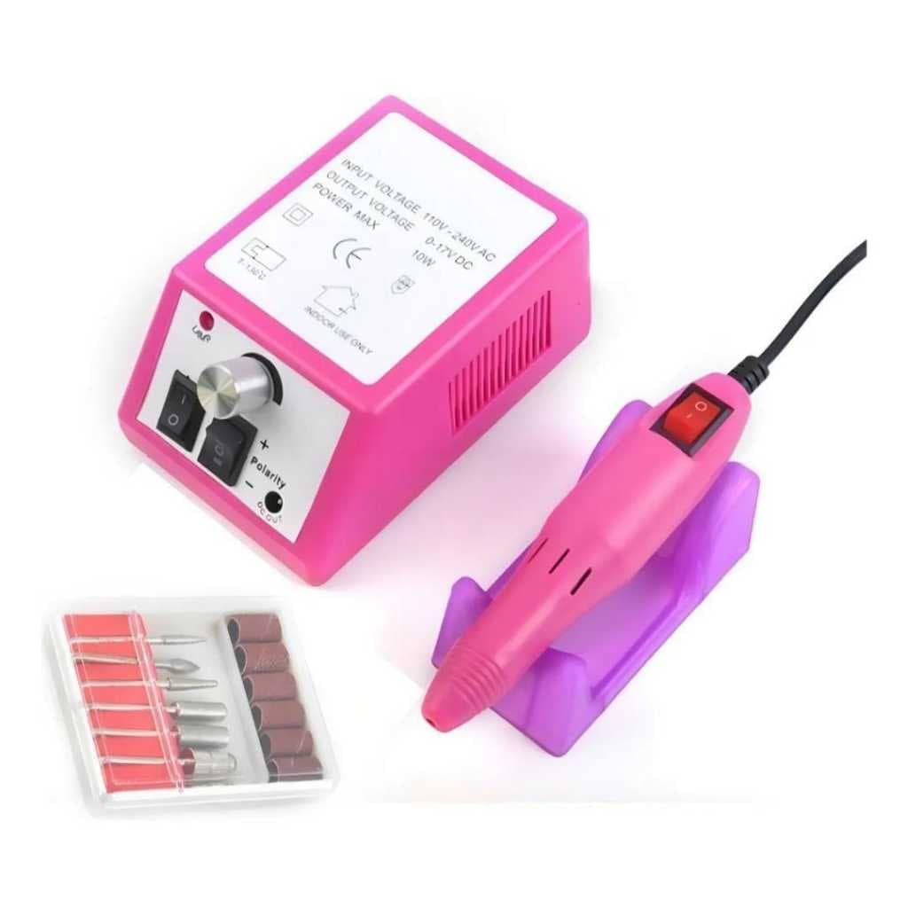 Lixadeira Motor Elétrica De Unha Gel Profissional Mercedes Cor Rosa Bivolt Alongamento Unhas Manicure