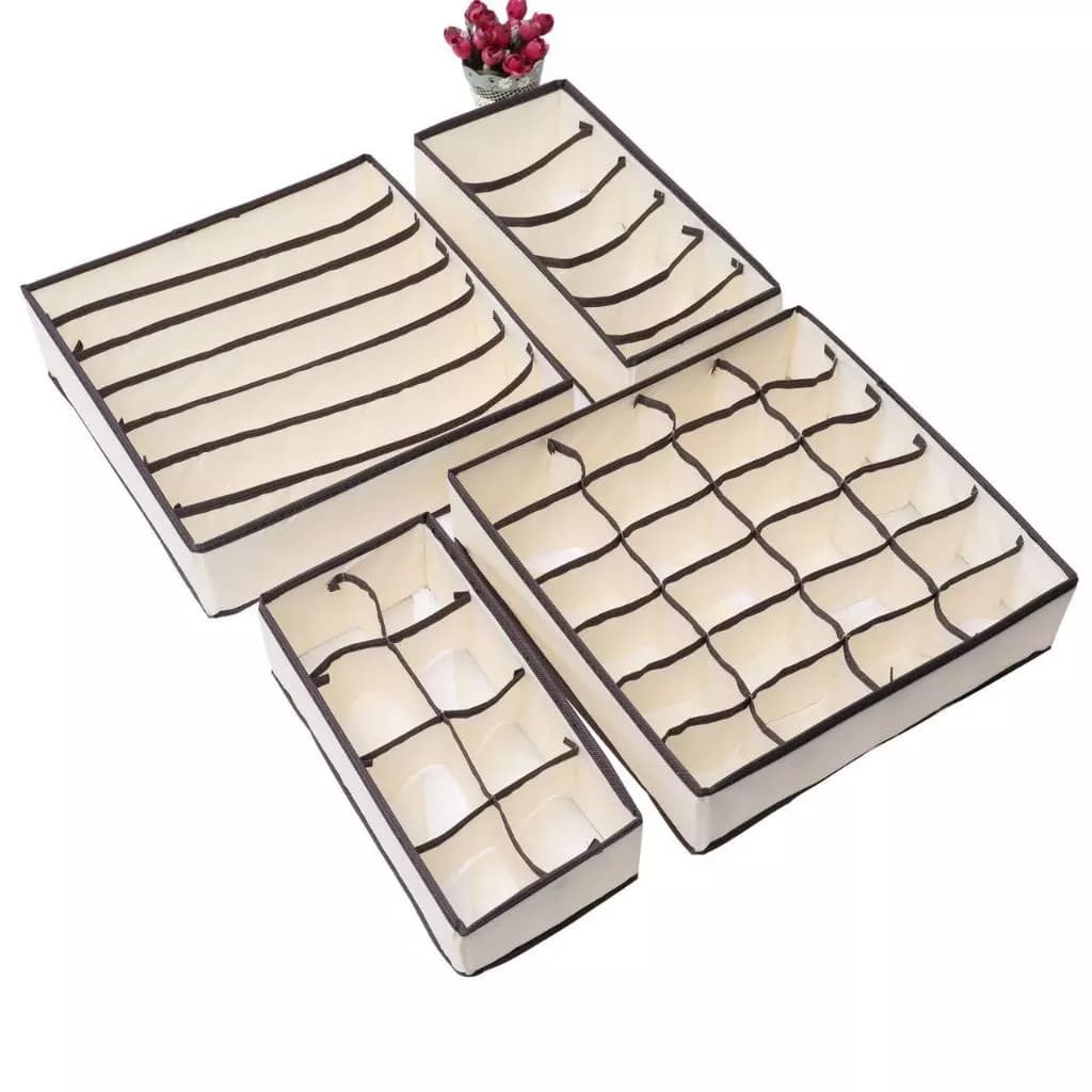 Conjunto 4 Peças Organizador De Roupas Íntimas Organizador De Gaveta De Meias Dobrável Guarda Roupa