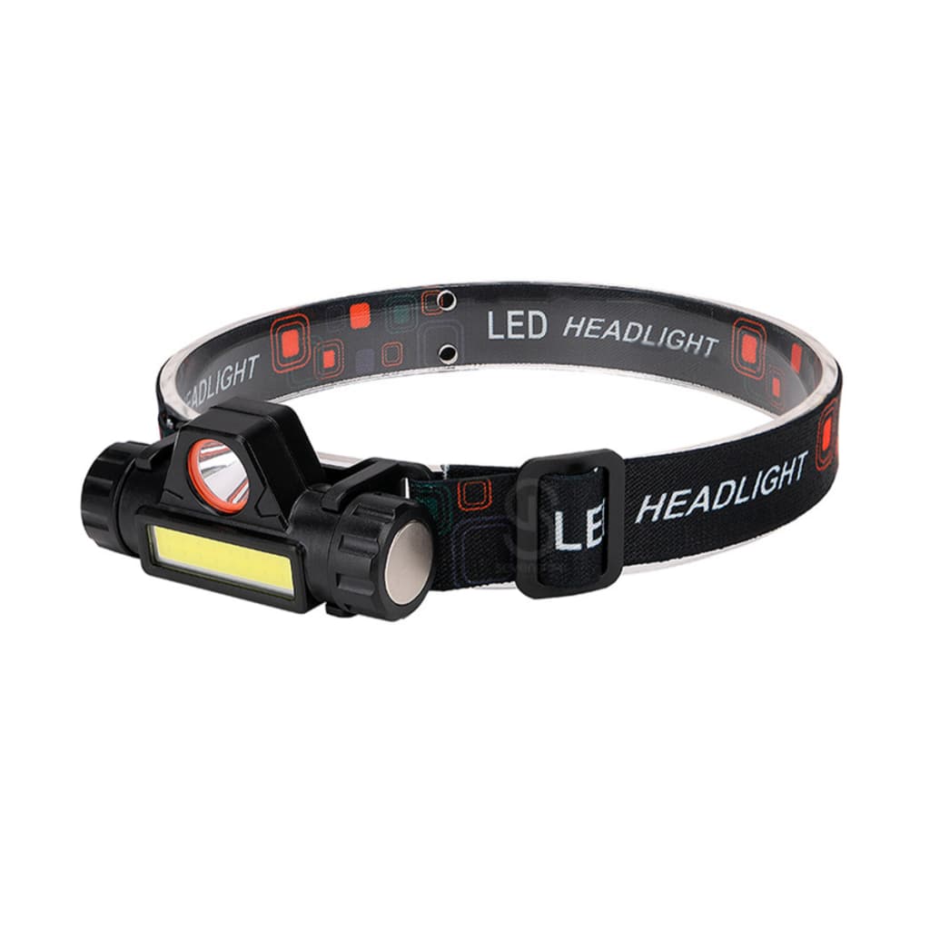 Lanterna Cabeça Capacete Recarregavel Led T6 + 1 Led Cob LE 399 Ajuste de 90º