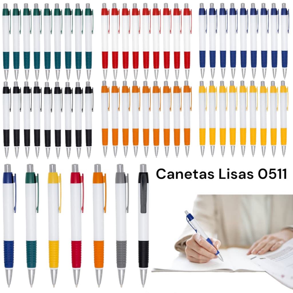 50 Caneta Lisa Sem Gravação Transfer Sem Estampa K10P Personalizável Emborrachada Colorida