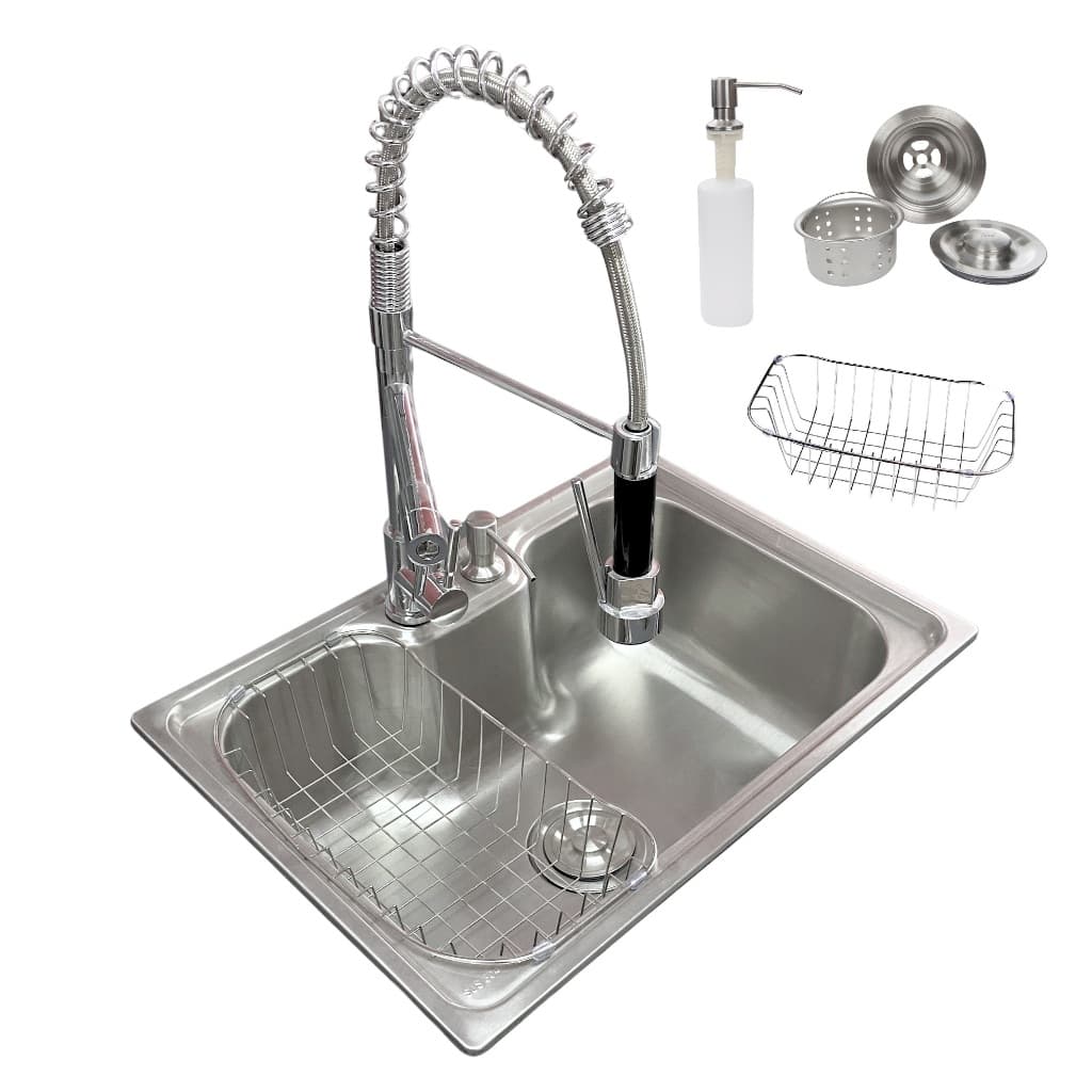 Kit Cuba de Cozinha Gourmet 60x42cm Aço Inox 304 E Torneira Monocomando Gourmet 50 cm