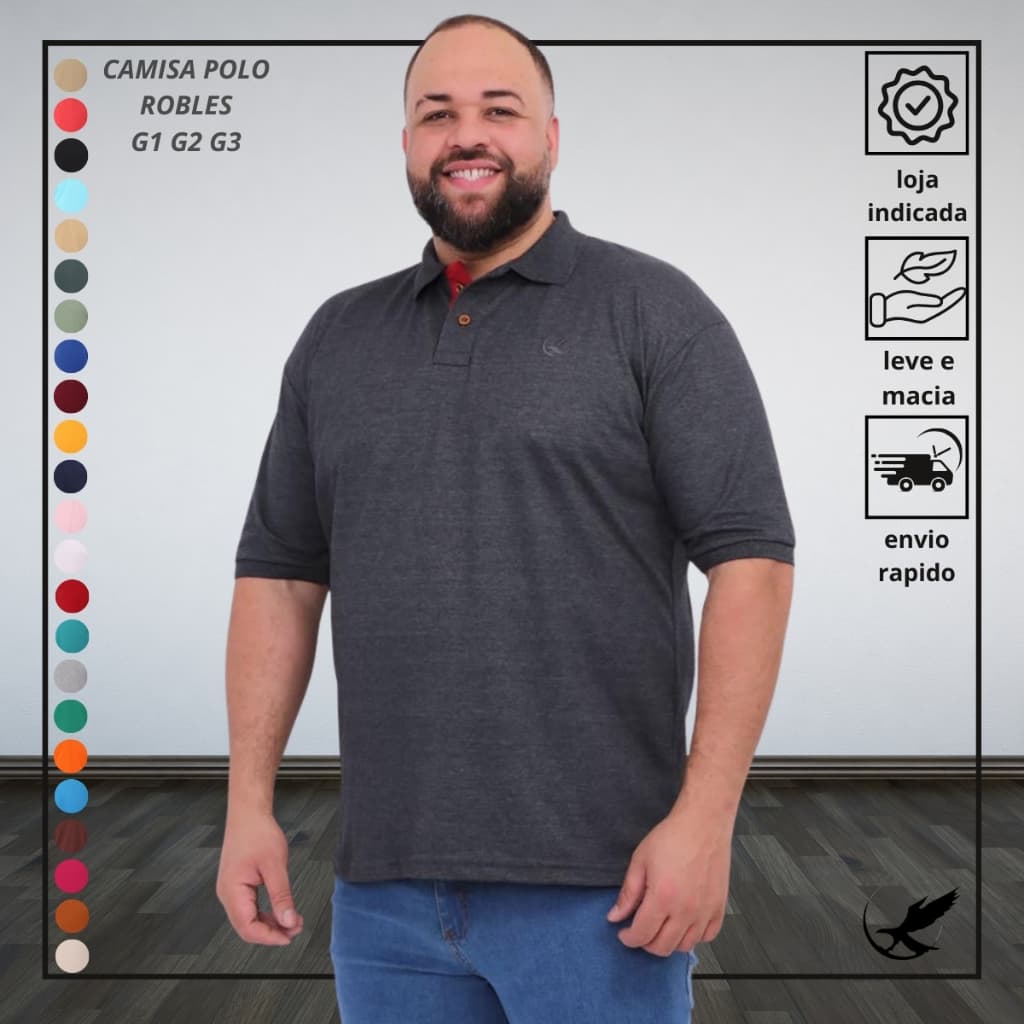 Camisa Gola Polo Maculina Plus Size Piquet Premium G1 G2 G3 Camisas Clasicas Elegante Varias Cores