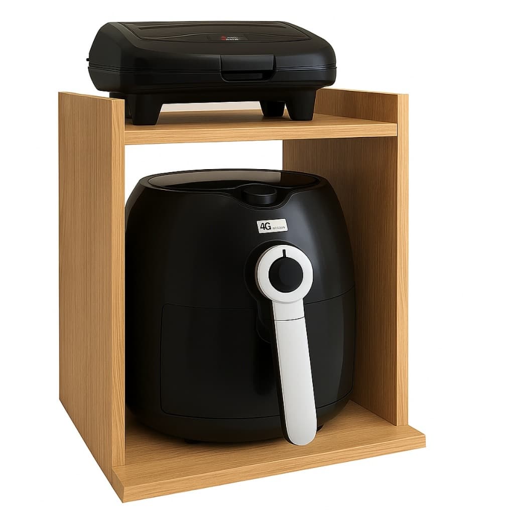 Suporte AIRFRYER duplo Bebedouro Liquidificador Sanduicheira Cafeteira Organiza Otimiza espaço Cozinha Parede Prateleira