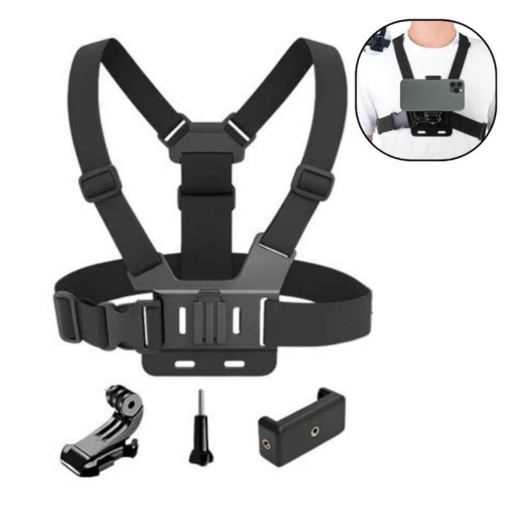 Suporte Para Celular  Câmera Cinto Peitoral com Adaptador Esporte Moto Bike  Ajustável Universal