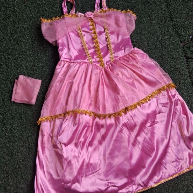 Vestido Bela adormecida Para Festa Fantasia Infantil Tm 14  Para Crianças De 09 a 10 anos