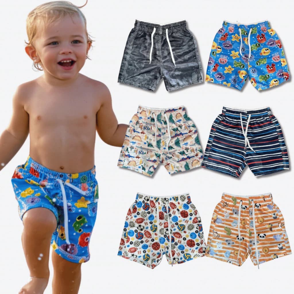 Kit Short Modelo Tactel Bermuda Infantil com Bolso Ajustável Criança 1 a 10 anos