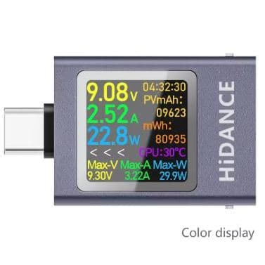 Testador USB Tipo C Medidor De Potência DC 4.5-50V 0-12A 600W 13 em 1